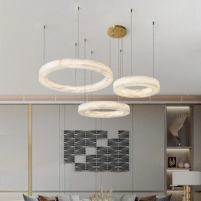 suspension en marbre naturel espagnol et cuivre moderne et luxueuse - vue 3 sur 10