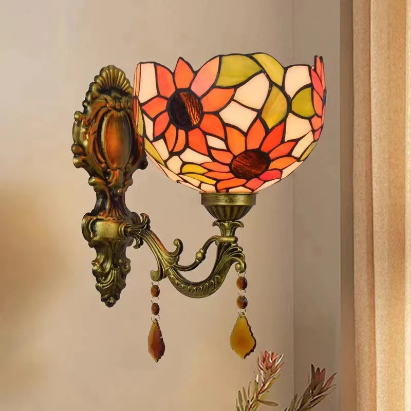 applique murale baroque en verre teinté à fleurs turques - vue 3 sur 18