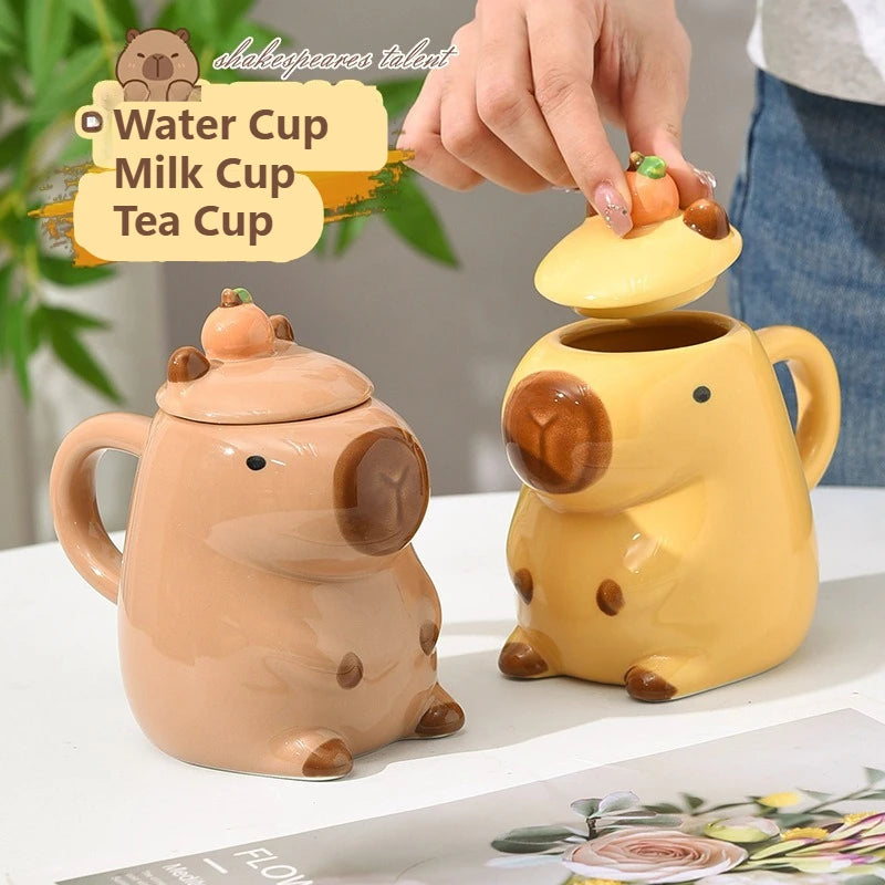 Mug capybara mignon en céramique avec couvercle cadeau - vue 2 sur 7