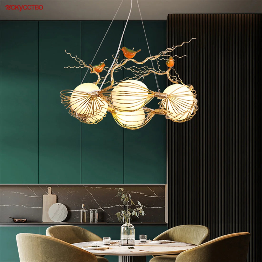 nid d'oiseau vintage luminaire led suspension cottagecore décoratif