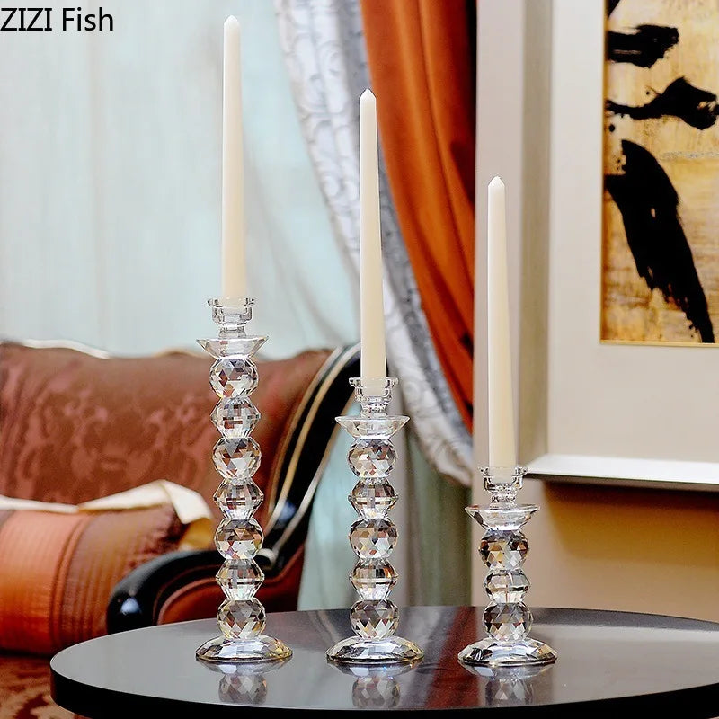 bougeoir en verre cristal accessoires pour dîners aux chandelles - vue 5 sur 9