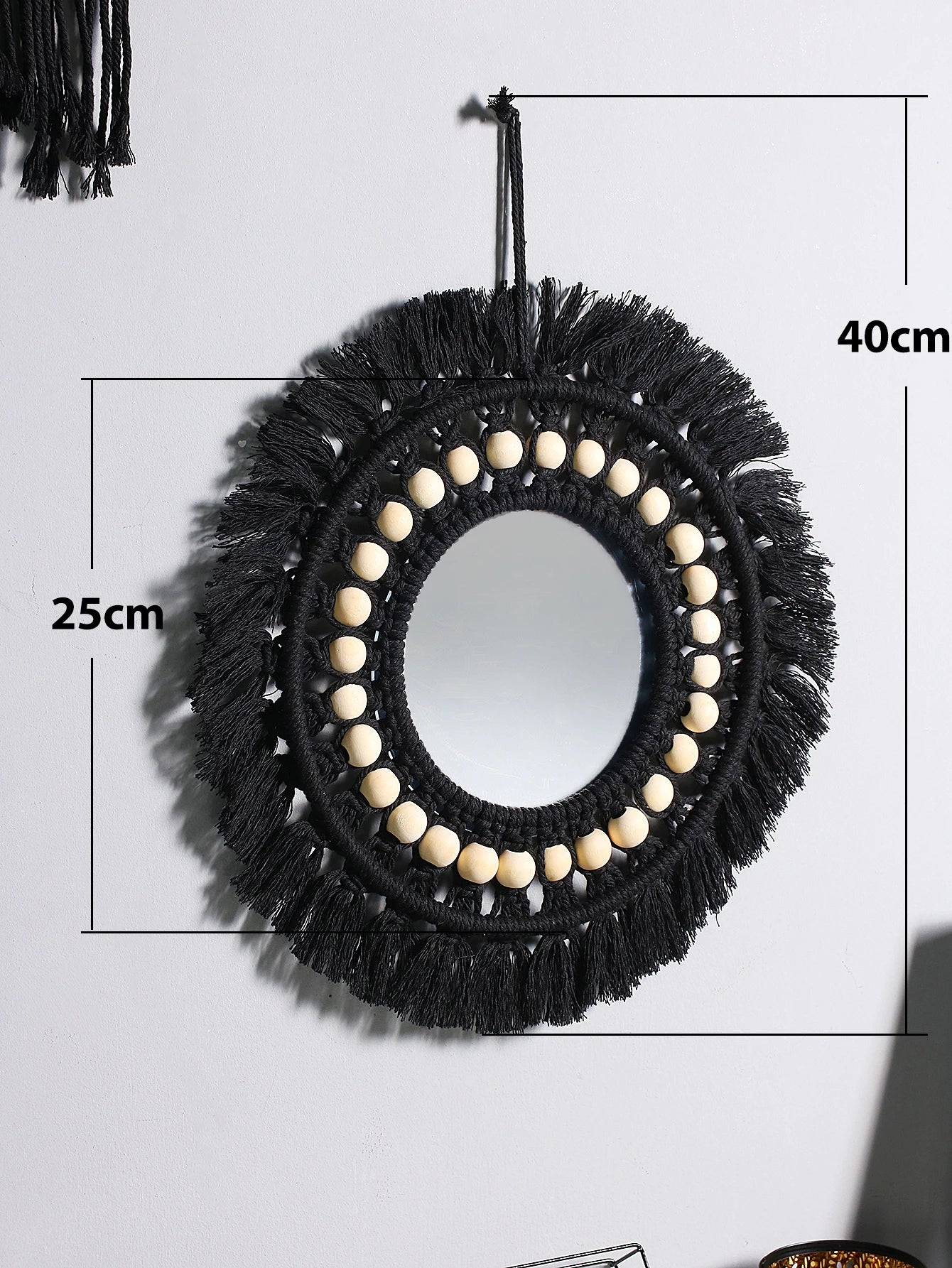 miroir décoratif boho en macramé pour décoration murale artisanale - vue 10 sur 13