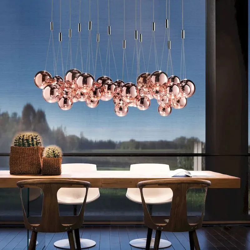Suspension boule pour cuisine salle à manger chambre suspension Design Chrome décor à la maison restaurant lustres Led verre moderne<h1></h1> - vue 4 sur 9