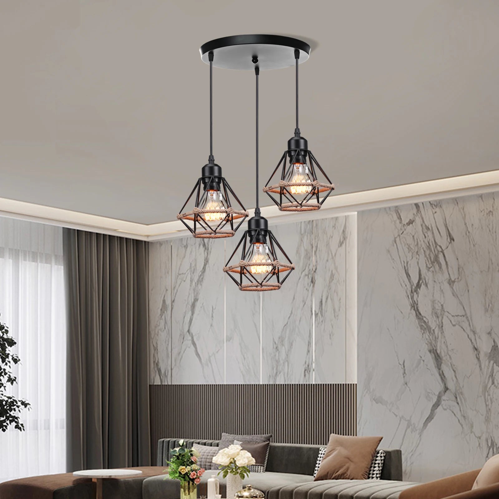 plaque de plafond ronde à 3 trous pour luminaires diy - vue 5 sur 11