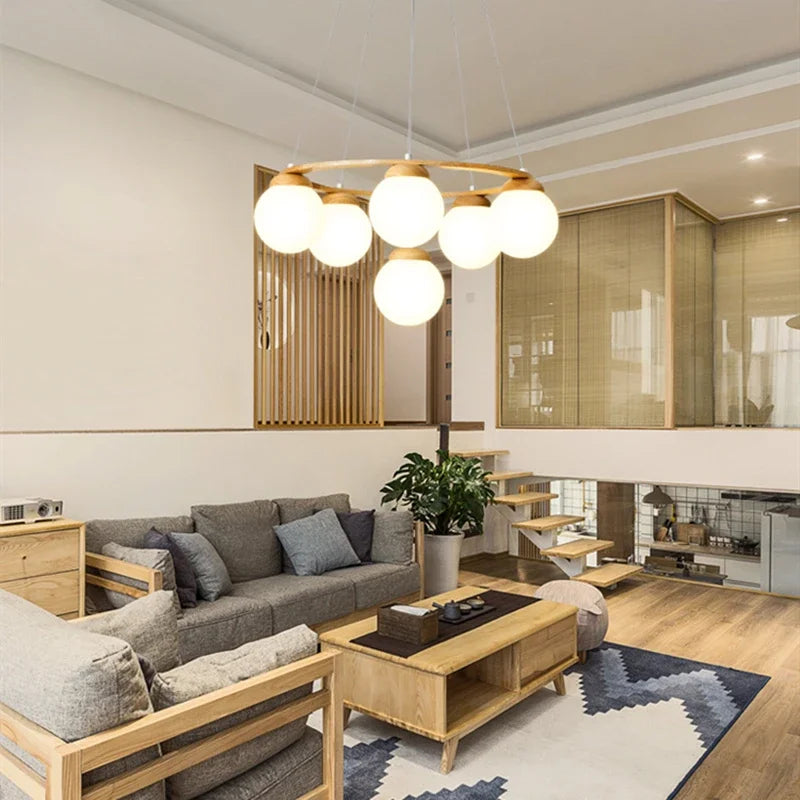 lustre à led design multi têtes en verre pour intérieur moderne - vue 7 sur 9