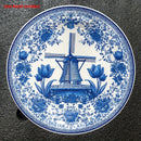 Assiette murale 20 cm porcelaine motif moulin vintage