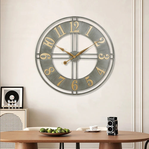horloge murale moderne 3D rétro avec chiffres romains en métal silencieuse - vue 4 sur 8