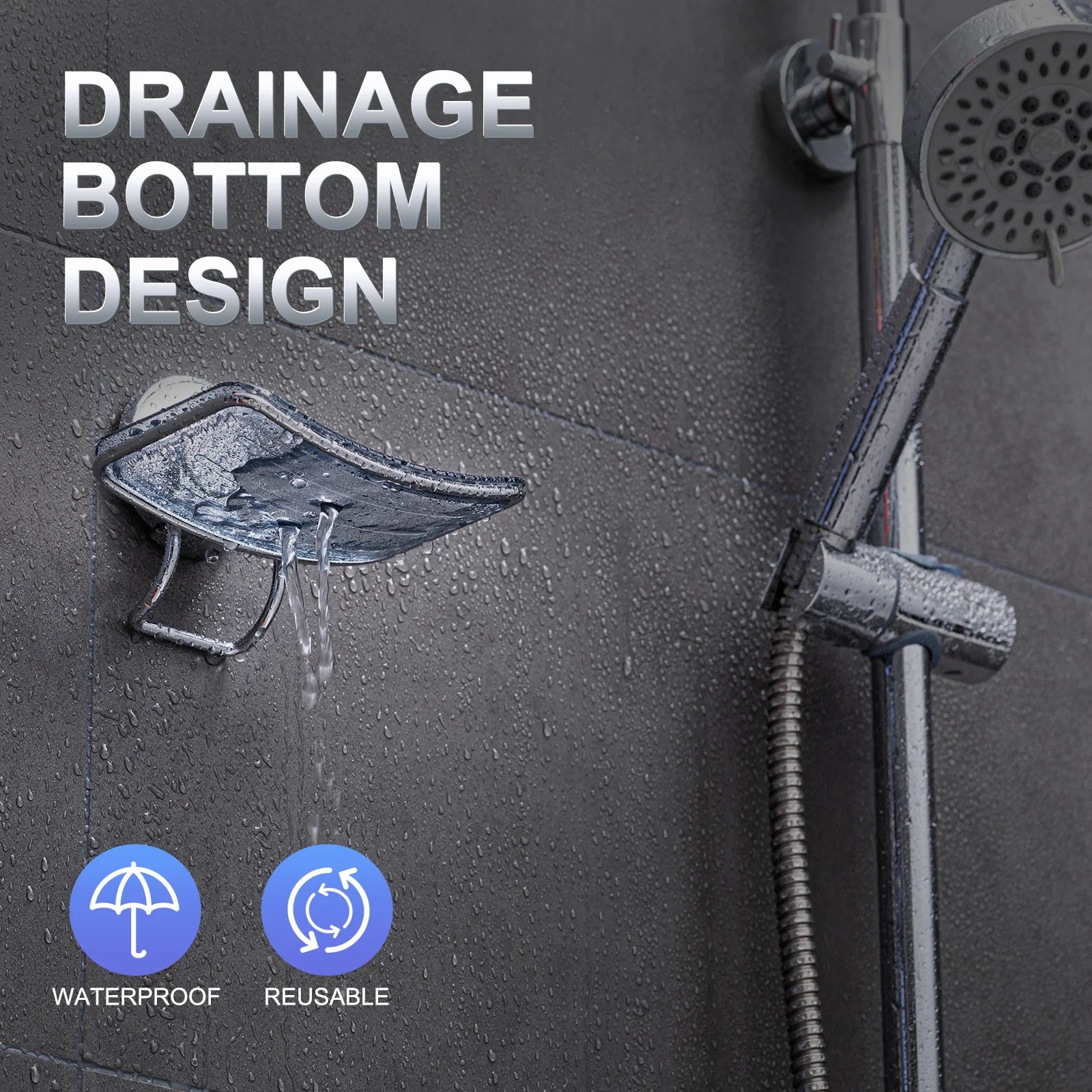 porte-savon à ventouse auto-drainant pour salle de bain et cuisine - vue 5 sur 7