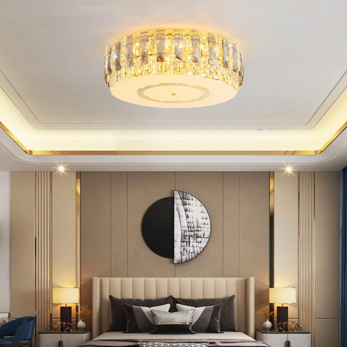 plafonnier led dimmable en verre de cristal rond moderne - vue 5 sur 11