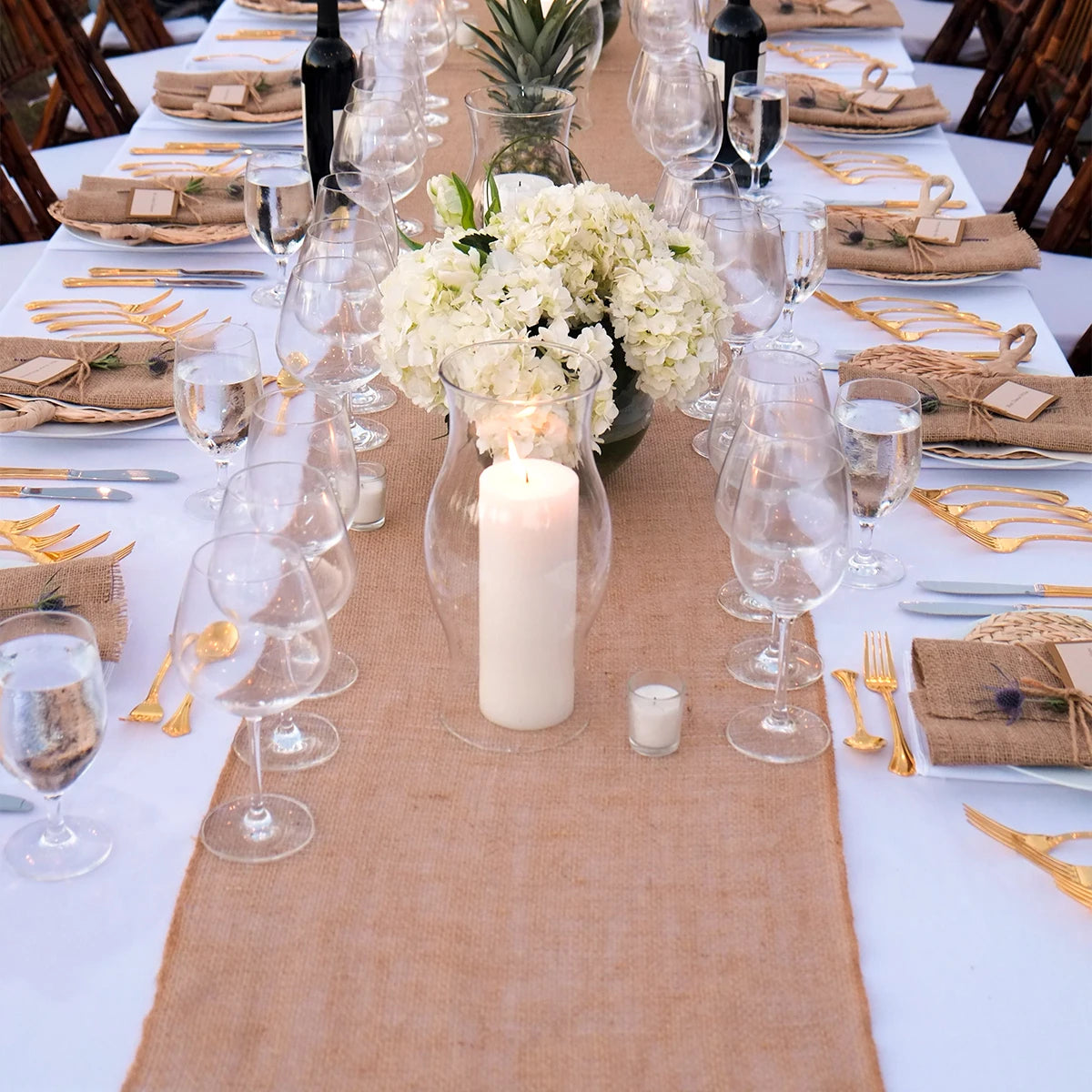 Chemin de table en lin style champetre rustique - vue 3 sur 11