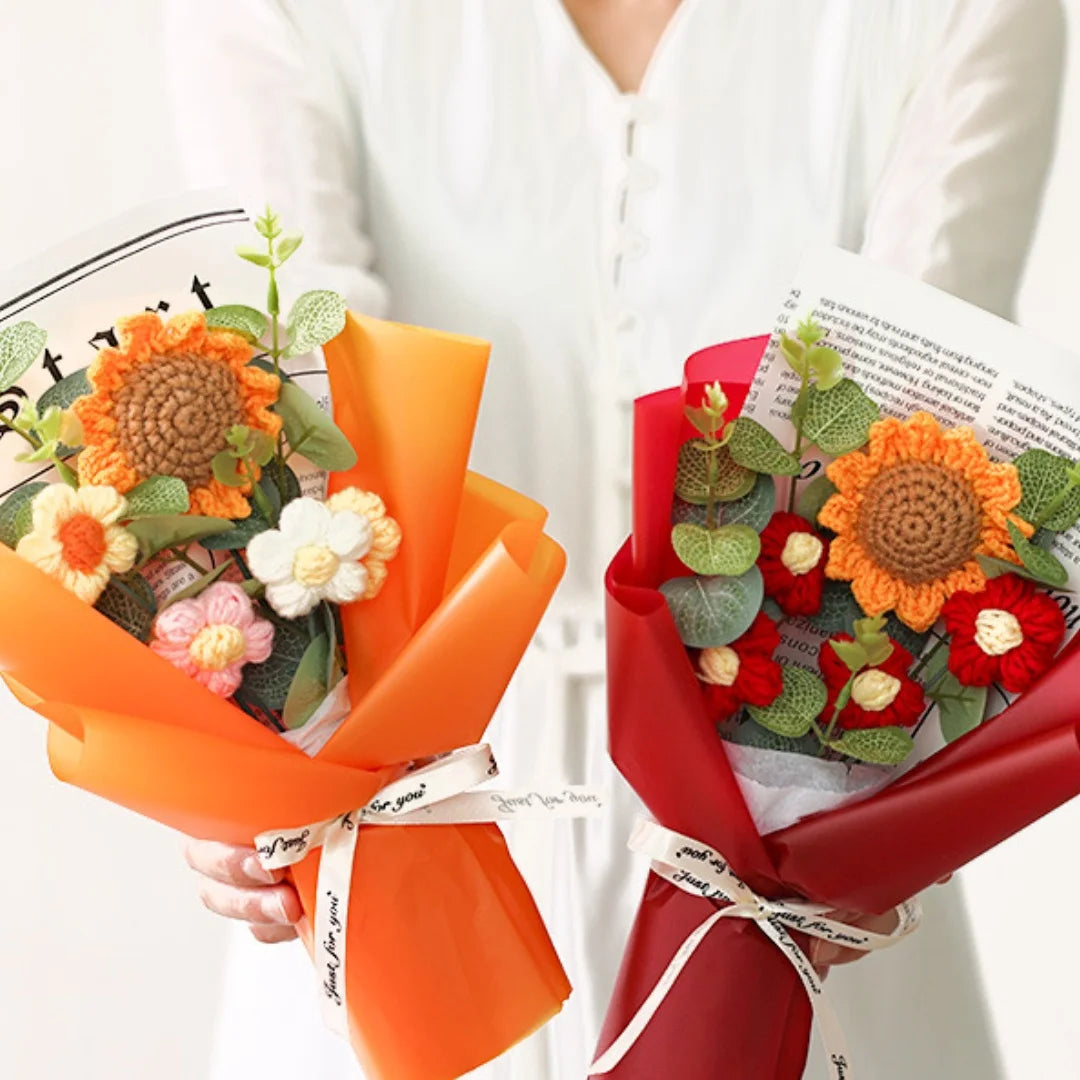 bouquet de tournesols au crochet fait main pour cadeaux et décorations - vue 2 sur 13