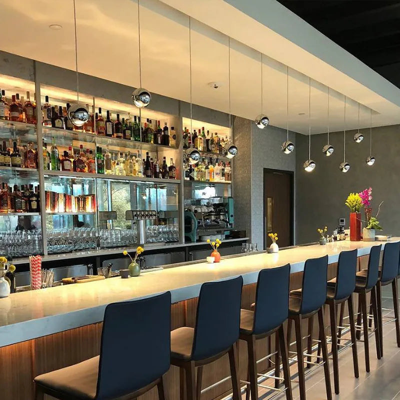 Suspension design LED rotative en métal chromé doré idéale pour bar restaurant café
