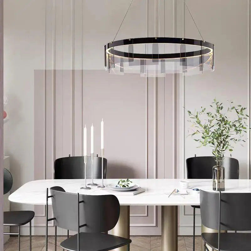 lustre moderne en verre à led pour décoration intérieure - vue 4 sur 9