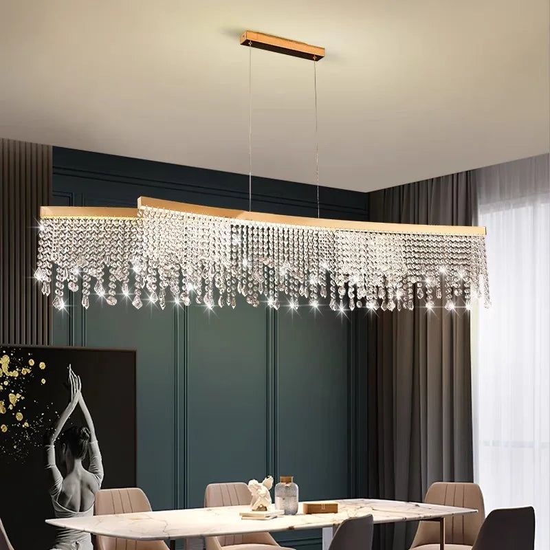 lustre moderne en cristal design circulaire éclairage de luxe suspendu - vue 4 sur 9