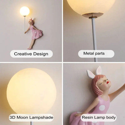 Applique murale résine abat-jour lune forme enfants crèche - vue 6 sur 11