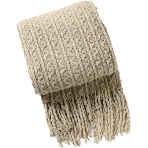 plaid bohème carreaux doux avec pompons pour salon