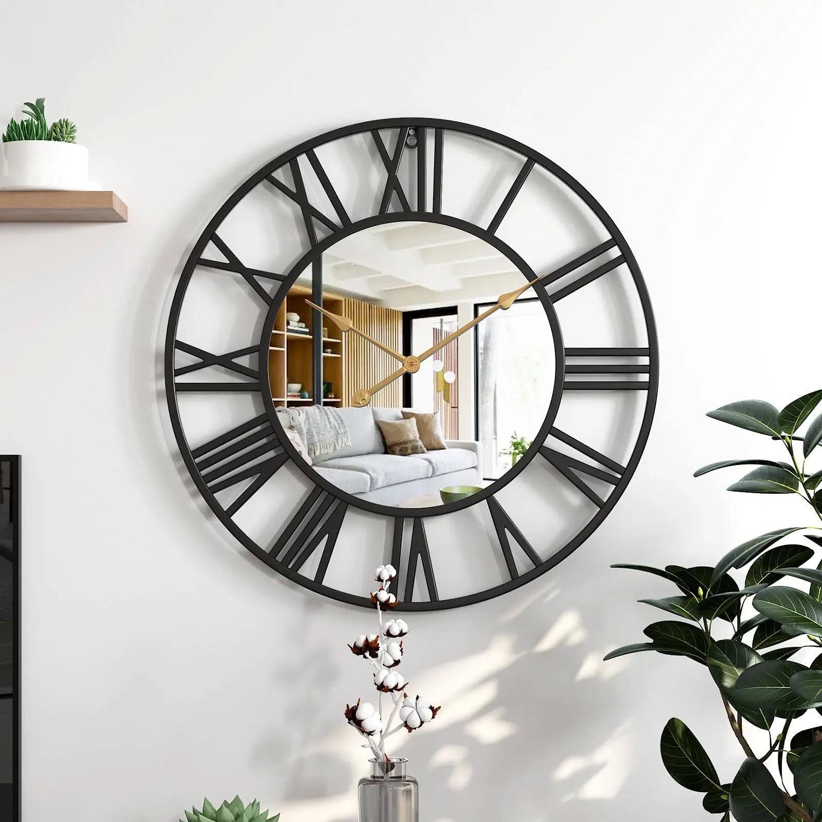 horloge murale décorative avec affichage 12 heures et chiffres romains - vue 6 sur 8