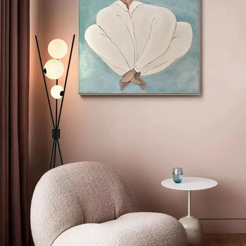 Lampadaire LED lune boule de verre