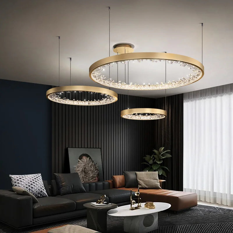 lustre en cristal design luxe avec éclairage led - vue 4 sur 19