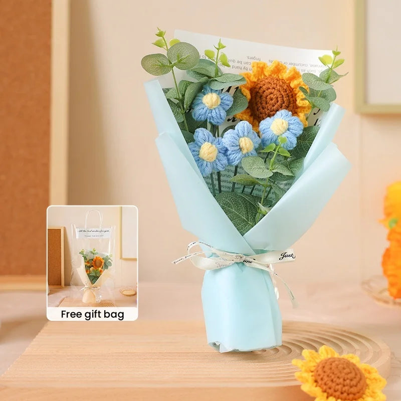 bouquet de tournesols au crochet fait main pour cadeaux et décorations - vue 8 sur 13