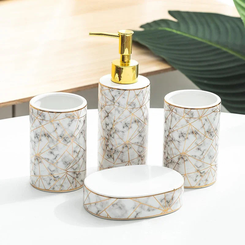 ensemble de quatre accessoires de salle de bain en céramique - vue 6 sur 6
