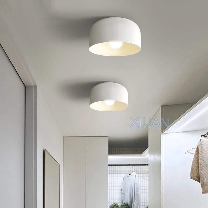 Lampes de plafond noires blanches modernes LED E27 plafonnier d'entrée pour balcon allée hôtel couloir éclairage lampes en fer en métal 220 V - vue 4 sur 8