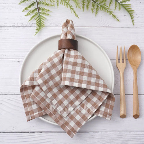 Serviette de table vichy coton style champêtre réutilisable - vue 5 sur 7