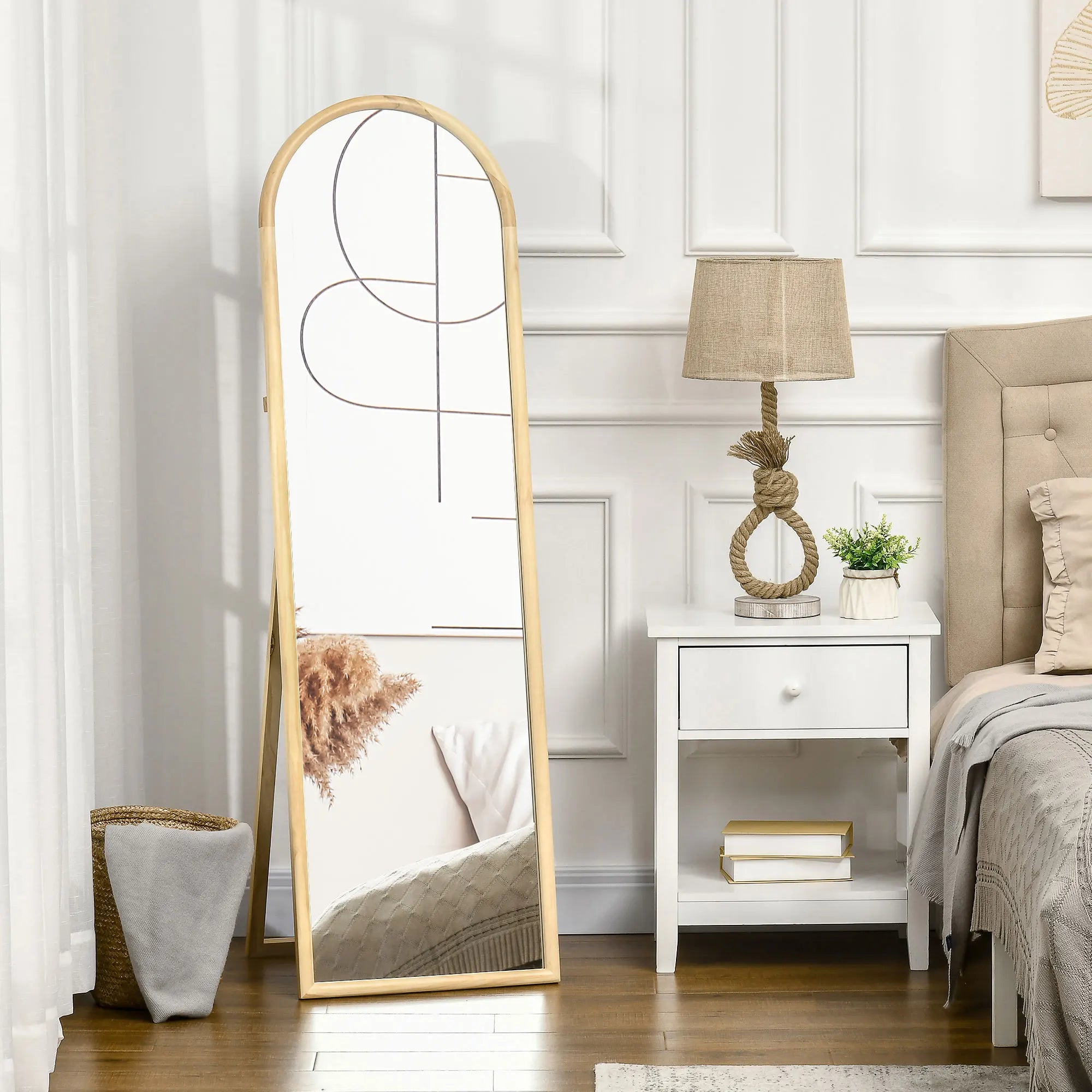 miroir de sol en bois massif design élégant pour intérieur - vue 4 sur 7