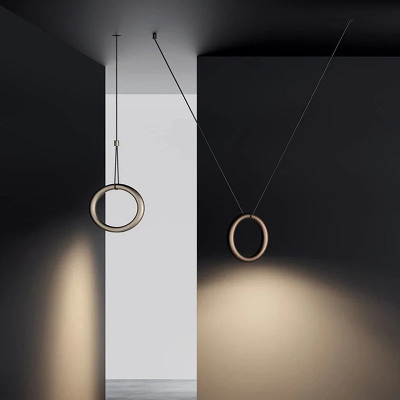 suspension anneau design art déco 4000k cordon réglable - vue 3 sur 10