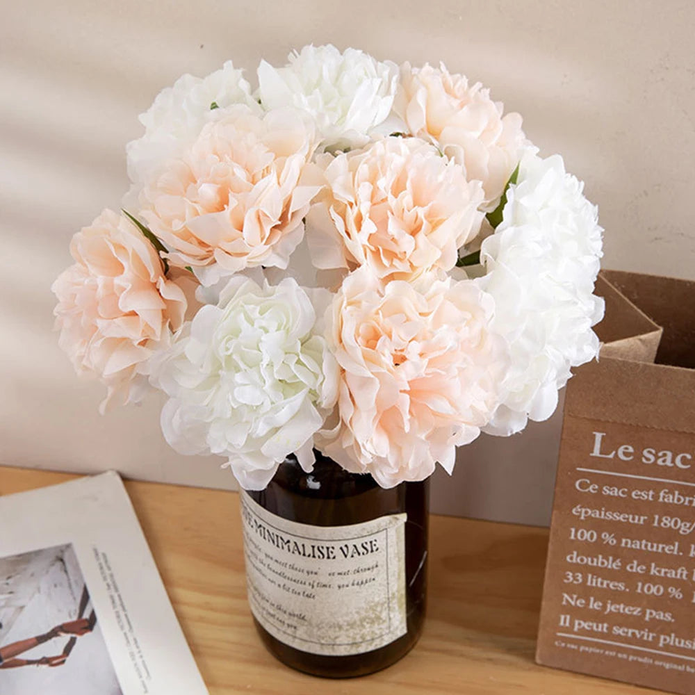 lot de 5 pivoines artificielles pour décorations élégantes et mariage