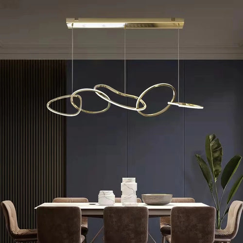 suspension moderne en acier inoxydable doré pour décoration artistique - vue 3 sur 11