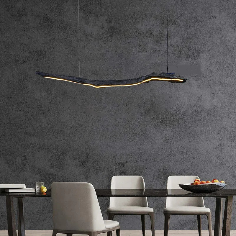 Personnalité nordique LED bandes lumineuses noir Restaurant Wabi-sabi lustre bureau chambre café salle d'exposition lampes suspendues - vue 4 sur 8