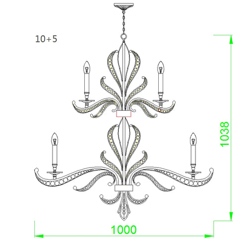 lustre de luxe or design moderne luminaire décoratif idéal bougie - vue 12 sur 13
