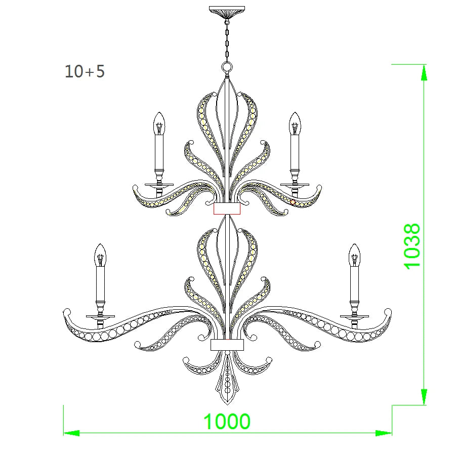 lustre de luxe or design moderne luminaire décoratif idéal bougie - vue 12 sur 13