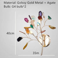 lustre en agate naturelle avec éclairage led et cordon réglable