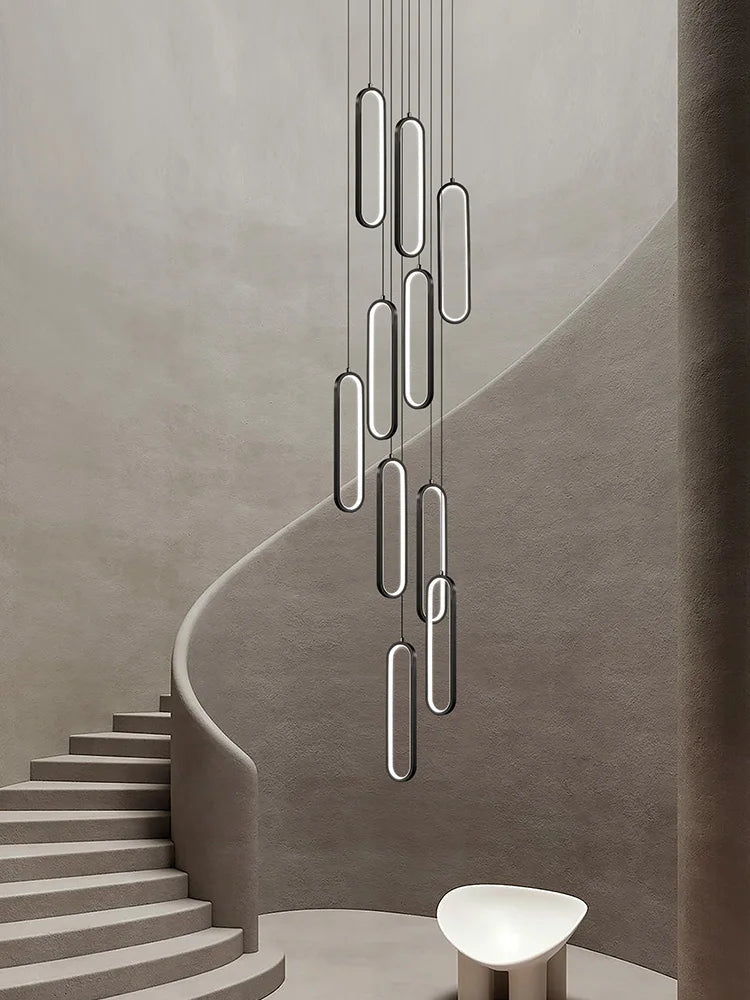 lustre ovale led minimaliste pour duplex hôtel penthouse - vue 7 sur 18