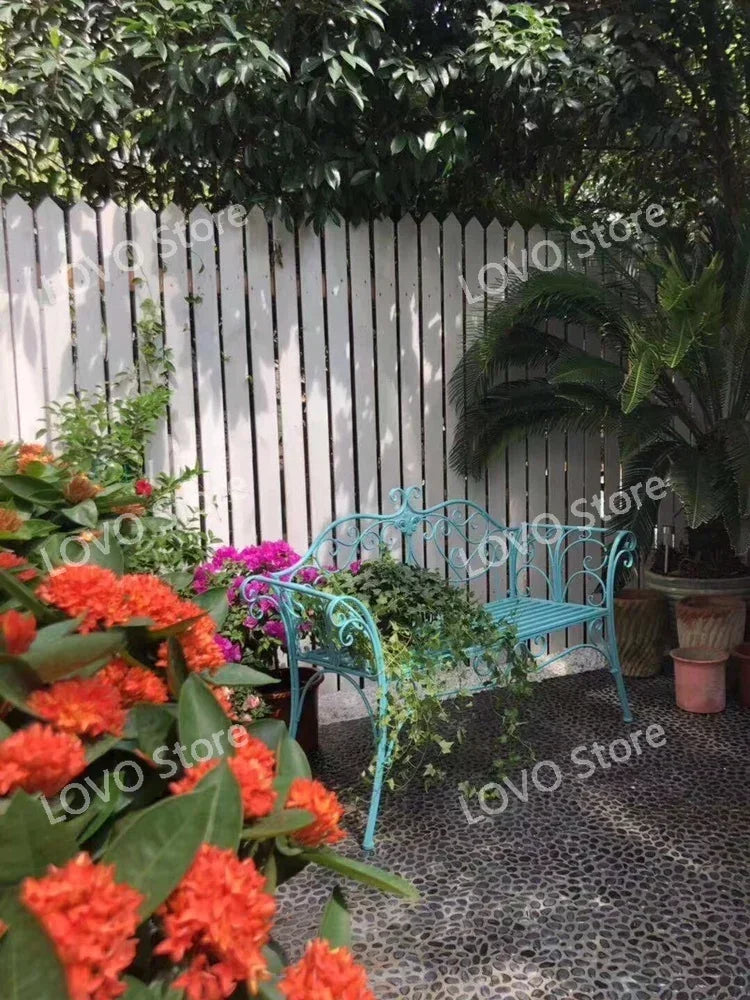 banc de jardin fer forgé table et chaises extérieur