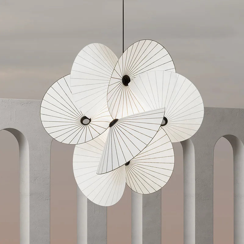 lustre design nordique avec abat-jour en tissu pour décoration maison - vue 6 sur 7