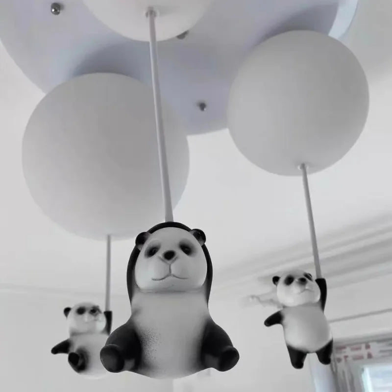 lustre moderne ours panda led pour enfants - vue 7 sur 25