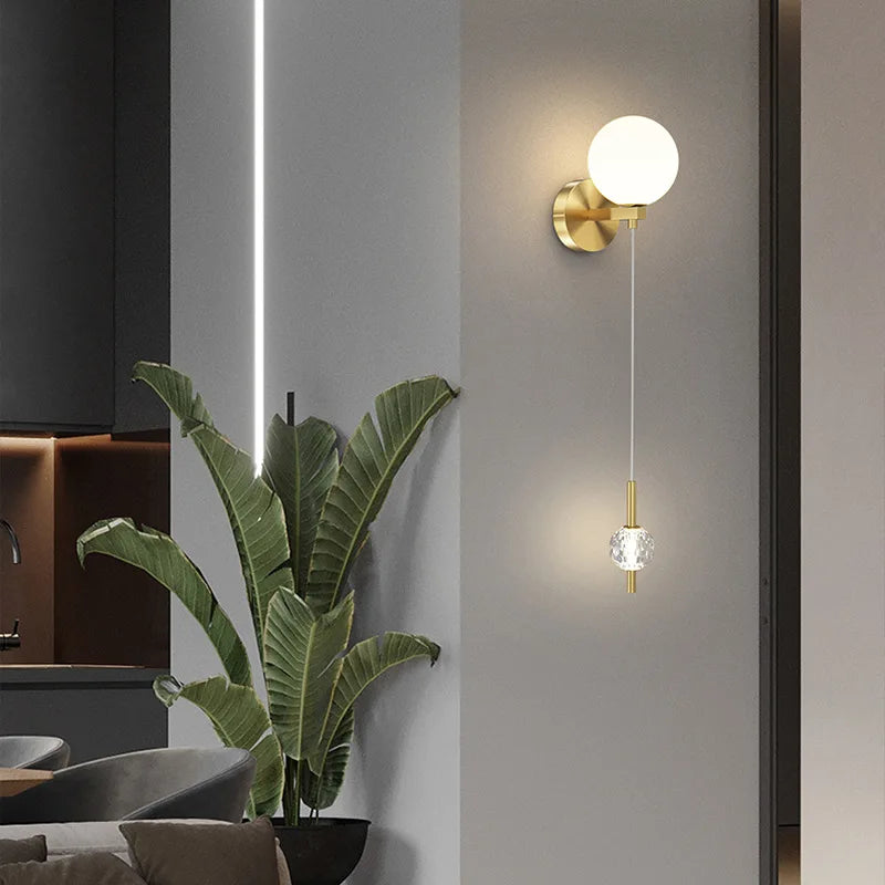 applique murale moderne en laiton avec 3 appliques interchangeables - vue 3 sur 7