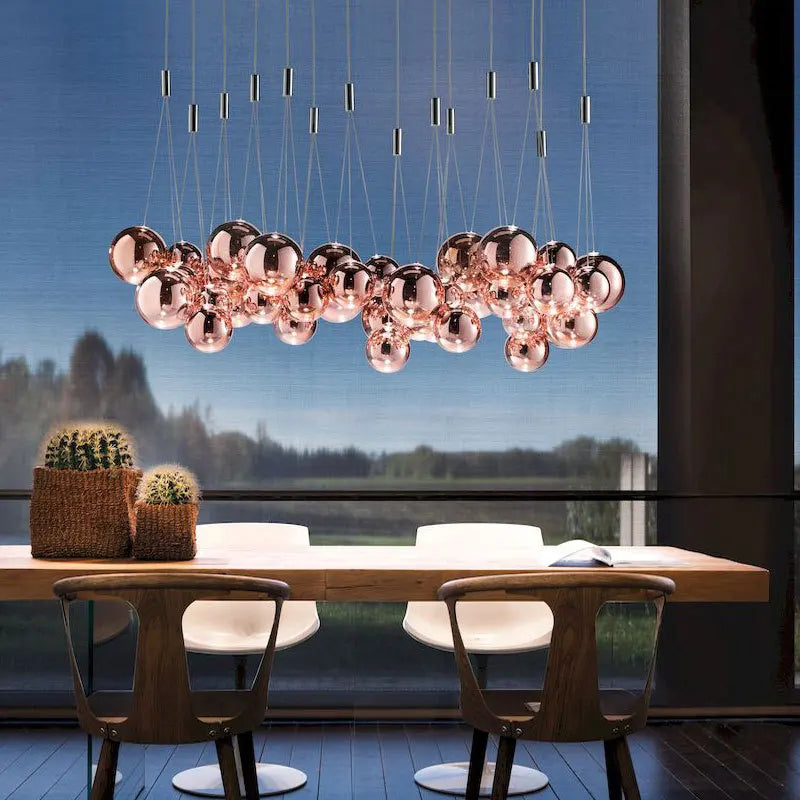 Suspension boule de verre Led moderne pour cuisine salle à manger chambre suspension Design Chrome décor à la maison lustres de restaurant - vue 5 sur 10