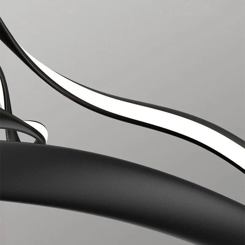 lustre led moderne en aluminium avec cordon d'anneau irrégulier réglable - vue 6 sur 21