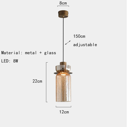 suspension en verre craquelé avec led et cordon réglable - vue 12 sur 12