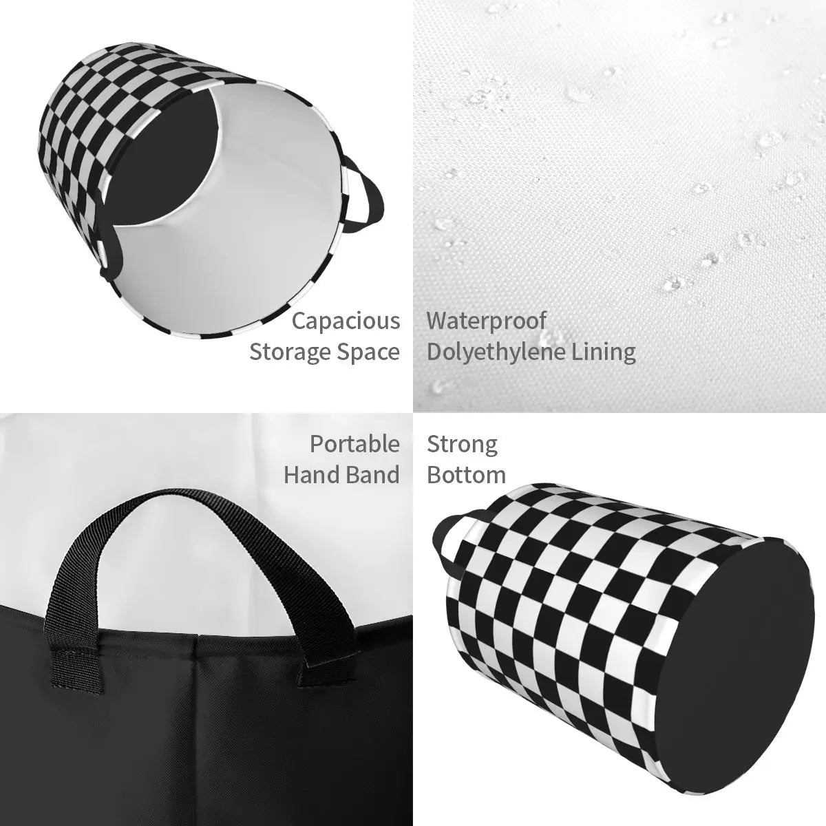panier à linge pliable personnalisé à damier géométrique pour enfant - vue 10 sur 30