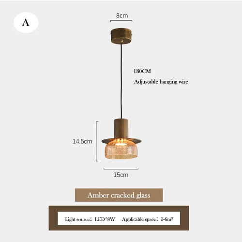 lustre en verre craquelé design rétro pour intérieur moderne - vue 9 sur 11