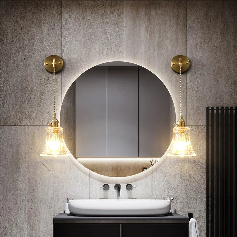 applique murale nordique en laiton avec miroir de cristal - vue 4 sur 13