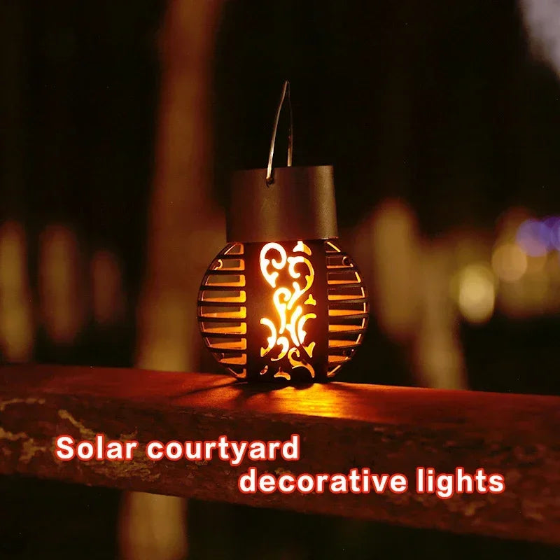 lampe solaire jardin flamme vacillante lanterne extérieure étanche - vue 3 sur 8
