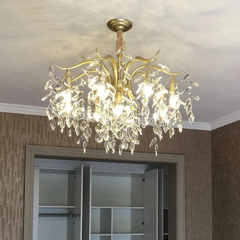 lustre nordique led en cristal de luxe décoration - vue 4 sur 14