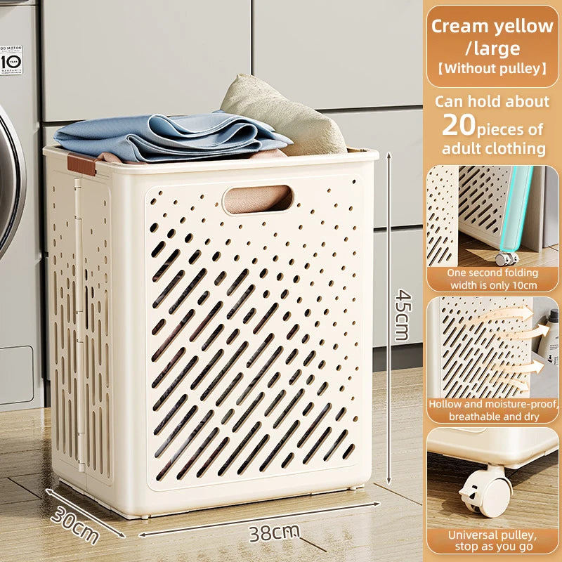 panier à linge pliable avec roulettes grande capacité multifonctionnel - vue 8 sur 14