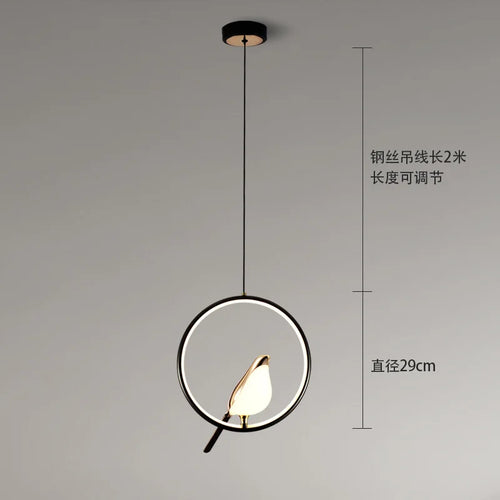 lustre nordique or acrylique avec oiseaux bar led suspendus - vue 8 sur 7